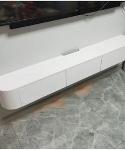 Générique Meuble TV Mural, Support TV Flottant, Console multimédia, avec Trous pour câbles, étagères de Rangement, pour Salon, Chambre à Coucher (160 cm)