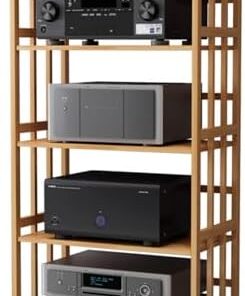 Support HiFi réglable en Hauteur, étagère multimédia, Support de Composants Audio pour téléviseurs, lecteurs DVD et décodeurs, Meuble stéréo, Support de Rangement pour disques