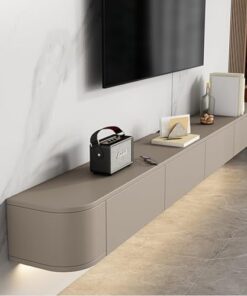 Générique Meuble TV Mural Flottant Meuble TV Moderne avec Porte Meuble de Divertissement TV avec tiroir de Rangement et étagères pour Salon (Kaki, 140 cm)