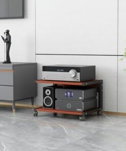 Support multimédia Mobile à 2 Niveaux, étagère de Rangement Ouverte Multifonction pour Lecteur/boîtier TV/Consoles de Jeu/Accessoires TV, Armoire pour Composants Audio/vidéo stéréo