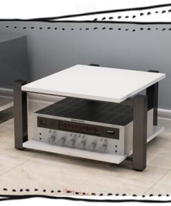 Meuble multimédia AV, Tour de Rack Audio, Rack d'amplificateur HiFi, étagère Audio-vidéo, Meuble de Rangement Ouvert pour Composants stéréo de Divertissement (Blanc, 2 Niveaux)