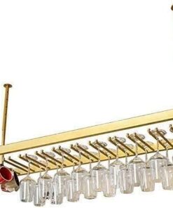 Porte-Bouteilles à Suspendre au Plafond avec étagère pour Verres, Meuble de Bar pour Amateurs de vin et Porte-Verres à Pied Suspendus au Plafond/Organisateur de cintres en métal po