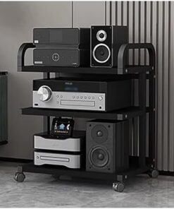 Meuble stéréo de Salon avec roulettes, Grand Support multimédia Audio-vidéo Moderne, Support de Composants stéréo de Divertissement de Grande capacité (Couleur : 3 Niveaux-A)