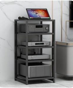 Meuble Audio Professionnel HiFi Racks à 5 Niveaux, Support multimédia AV réglable en Hauteur pour Lecteur CD, amplificateur Audio stéréo, Armoire de Rangement multimédia (Noir)
