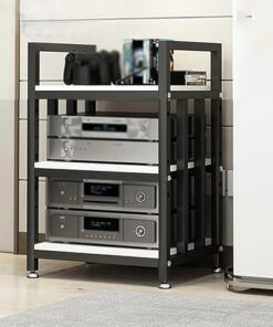 Meuble TV d'angle en Bois réglable – Un Centre multimédia pour équipements audiovisuels, Comprenant Un Support pour Platine Vinyle et Un élégant Meuble TV adapté à la décoration du Salon.