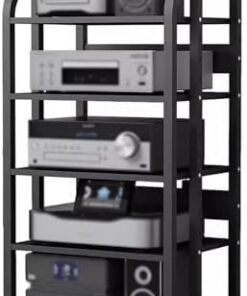 Supports multimédia pour salon, grand support audio vidéo à 5 niveaux, centre de divertissement, armoire stéréo pour console multimédia, support de rangement de jeux, étagère d'angle pour le