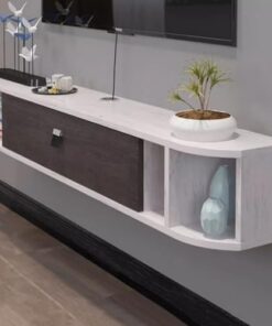Meuble TV Mural Flottant pour Console de Divertissement, étagère de Rangement pour Salon, Blanc, 120 cm