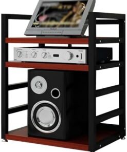 Meuble multimédia, Support multimédia Audio-vidéo Moderne, Meuble stéréo à 3 Niveaux avec étagères réglables, pour téléviseur, Xbox, Consoles de Jeu, composant multimédia, Appareil de diffus
