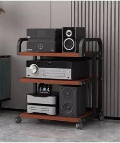 Générique Meuble stéréo de Salon avec roulettes, Grand Support multimédia Audio-vidéo Moderne, Support de Composants stéréo de Divertissement de Grande capacité (Couleur : 3 Niveaux-B)