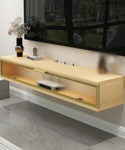 Générique Meuble de Rangement Flottant sous TV Étagère TV Murale Console multimédia Flottante Meuble TV avec Porte à Rabat Meuble TV Flottant Moderne pour la Maison Salon Chambre Hôtel Bureau.