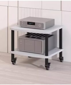 Étagère d'angle pour support multimédia pour tourne-disque, armoire stéréo en métal et bois, 2, 3, 4 étagères, supports de composants audio/vidéo roulants, chariot de rangement, petit espace