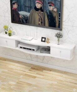 Meuble TV flottant en bois, console TV moderne, étagère audio/vidéo murale à usage domestique, console TV flottante simple avec rangement, meuble TV de centre de divertissement flottant, sal