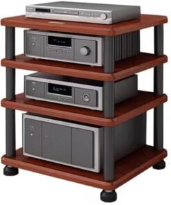 Générique Meuble Audio HiFi Support HiFi Support pour Tourne-Disque Étagères en MDF à 4 Niveaux Équipement de Salle audiovisuel Armoire d'amplificateur avec Clous amortisseurs