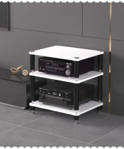 Meuble stéréo pour Bureau à Domicile, Support HiFi, Support multimédia AV, Meuble à Composants Audio et vidéo à 3 Niveaux, Support pour Tourne-Disque, Support pour équipement AV Absorbant Le