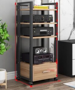 Support d'imprimante à 3 Niveaux avec tiroir et roulettes Support multimédia Audio vidéo pour Composants stéréo domestiques