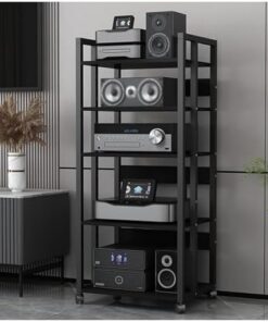 Meuble de rangement stéréo domestique à 4/5/6 niveaux, support multimédia autonome, centre de divertissement d'angle, étagère pour tourne-disque/haut-parleur/amplificateur/récepteur, unité d