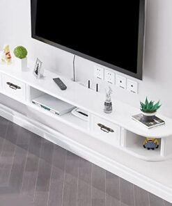 Meuble TV flottant, meuble TV mural, meuble TV flottant en bois, unité de divertissement permettant de gagner de la place, pour unité de rangement, console audio/vidéo, boîte à câbles, route
