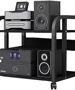 Générique Meuble multimédia AV en Bois pour Composants stéréo, Chariot à roulettes pour équipement Audio pour Salle de Pause, Bureau, étagère à 2/3/4 Niveaux, Support de Rangement pour Accessoires de