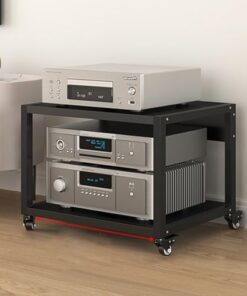 Générique Support stéréo pour Tourne-Disque avec Rangement pour vinyles, Moderne, avec roulettes, Support multimédia Audio-vidéo, étagères à 5 Niveaux, Meuble pour Tourne-Disque Audio-vidéo, routeur,
