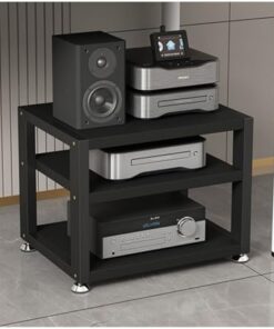 Support d'imprimante à 3 Niveaux, Support multimédia Mobile pour la Maison, Le Bureau, Meuble de Divertissement Audio et vidéo sur Pied avec étagères réglables