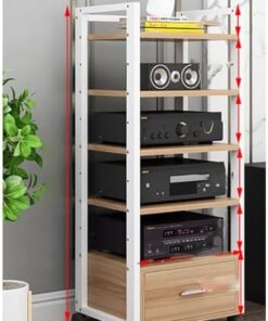 Support d'imprimante avec roulettes de tiroir et étagères multimédia Audio vidéo à 3/4/5 Niveaux Support stéréo Domestique Mobile pour Composants de Divertissement