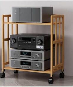 Étagère de Meuble TV en Bois, Tour de Support Audio pour Salon, Bureau avec Support de Platine Amovible, 5 Niveaux, Hauteur 158 cm, Longueur 80 cm, étagères d'angle, unité Murale multimédia,