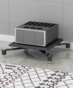 Meuble de Rangement Audio sur Pied avec Pieds amortisseurs Noir Support multimédia AV pour système stéréo Étagère de Rangement Multifonction pour équipement Audio/vidéo Support 27,5 x 27,5 x