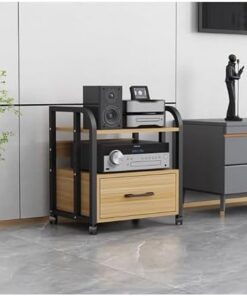 Générique Grand Meuble multimédia AV, étagères Audio-vidéo, Meuble stéréo avec tiroir de Rangement pour Bureau, Chambre, Salon, Salle d'enregistrement (Noyer Rouge, 50 x 40 x 100 cm)