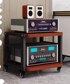 Support HiFi AV avec roulettes, Meuble Audio pour amplificateur 3/4/5 Niveaux, Meuble stéréo en Bois, étagères réglables, Support pour Lecteur CD, pour Home cinéma/Bureau