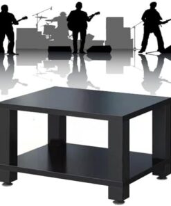 Meuble de Rangement multimédia HiFi à 2, 3 ou 4 Niveaux, Support pour Tourne-Disque, Support pour équipement audiovisuel Absorbant Les Chocs, Support multimédia Ouvert et Mobile (Noir, 60 x
