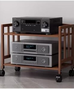Étagère audio vidéo à 2 niveaux, support multimédia stéréo TV d'angle, lecteur de disques CD, récepteur, amplificateur de haut-parleur, étagères de rangement de jeux pour la maison, le burea