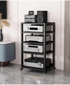 Support multimédia audio-vidéo de grande capacité à 5 niveaux pour composants stéréo de divertissement, support stéréo roulant sur roulettes, étagère pour équipement électronique d'armoire A
