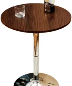 Table De Bar Ronde, Table À Manger, 50/60/70/80 Cm De Large, Plateau en MDF Et Cadre en Métal for Bar À Cocktails, Pub, Café, Thé, Salle À Manger, Bistrot, Table D'extérieur(A,60CM)