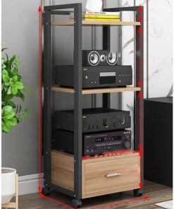 Support d'imprimante avec tiroir et roulettes Support multimédia Audio vidéo à 3/4/5 Niveaux pour Composants stéréo de Divertissement à Domicile