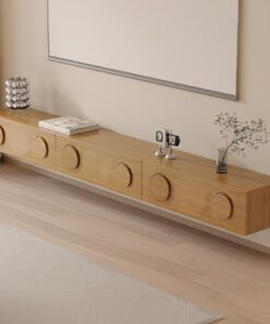 Console multimédia médiévale, grande armoire de rangement, meuble TV mural, meuble TV, étagère audio/vidéo murale à usage domestique, support TV flottant en bois avec tiroirs, armoire murale