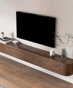Meuble TV Mural Flottant, Meuble TV Mural, Meuble TV rétro pour Salon et Bureau (Marron Rustique) (240 cm/94,49 Pouces)