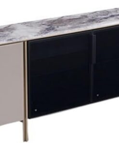 Meuble TV Meuble TV Moderne avec Grand Espace de Rangement, Meuble sur Pied en marbre avec Pieds de Support en métal Meuble pour téléviseur