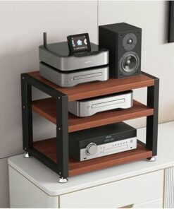 Meuble de Bureau ou sur Pied pour Audio et vidéo, Meuble de Divertissement, étagère de Rangement Ouverte Multifonction à 3 Niveaux pour la Maison et Le Bureau