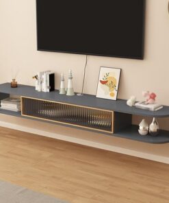 Générique Meuble TV Mural Étagères TV flottantes Support TV Flottant Moderne Console multimédia Console TV Murale avec Porte Rabattable Petit Meuble de Rangement pour Salon. (Gris, 120 x 24 x 20 cm)