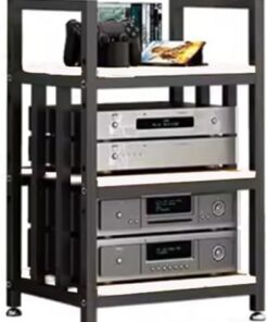 Support audio moderne ouvert pour armoire AV à 3/4 niveaux, support multimédia AV, armoire de rangement audio/vidéo, étagère de rangement multifonctionnelle d'angle, tour de composants stéré