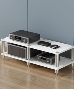 Générique (FR:Support multimédia AV 2/3/4 Niveaux, Meuble d'angle pour Composants Audio, Meuble stéréo Ouvert avec Pieds amortisseurs, étagère pour amplificateur de Puissance (Taille : Blanc, 2 niv