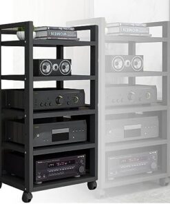 Support multimédia AV d'angle à 5 niveaux en bois pour composants d'angle, support audio stéréo, support multimédia multifonctionnel pour lecteur CD pour la maison/le bureau (couleur : Style