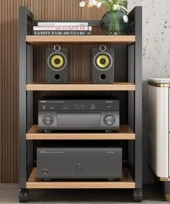 Meuble stéréo, Support multimédia pour Composants AV, Support Audio à Plusieurs Niveaux, Tour Audio roulante, Meuble Audio sur Pied, Support pour Lecteur CD, étagère d'angle réglable, suppor