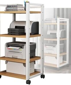 Support multimédia Audio AV Amovible à 4 Niveaux, Meuble d'angle en Bois, Support Audio stéréo, Support multimédia Multifonctionnel pour Lecteur CD, 55 x 50 x 100 cm (Couleur : Blanc, Taille