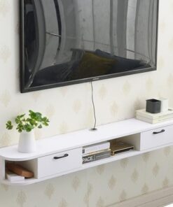 Meuble TV flottant suspendu pour chambre à coucher, meuble TV suspendu en bois, support de divertissement suspendu pour centre multimédia, étagère audio/vidéo étroite, unité TV flottante mod