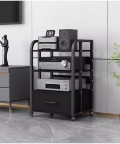 Système de Rack stéréo Domestique avec étagère réglable en Hauteur et roulettes, Armoire de Composants Audio/vidéo Robuste pour amplificateurs/lecteurs/Accessoires TV (Couleur : 3 Niveaux AV