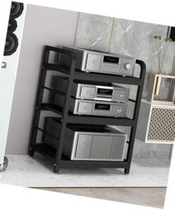 Support multimédia Audio pour la Maison, Meuble de Rangement multimédia d'angle, Support multimédia pour Composants AV pour Appareil de Diffusion en continu dans Le Salon ou au Bureau (Noir)