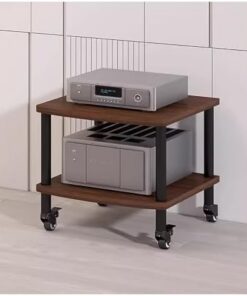 Étagère d'angle pour support multimédia pour tourne-disque, armoire stéréo en métal et bois, 2, 3, 4 étagères, supports de composants audio/vidéo roulants, chariot de rangement, petit espace