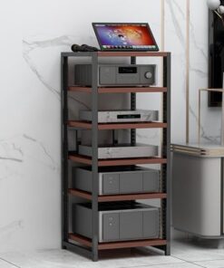 Support multimédia AV, étagère d'angle pour Tourne-Disque, Meuble stéréo, Rack Audio, Tour de Composants, étagères en Bois réglables en Hauteur pour la Maison, Le Bureau ou Le cinéma