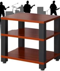 Meuble de Rangement multimédia HiFi à 2, 3 ou 4 Niveaux, Support pour Tourne-Disque, Support pour équipement audiovisuel Absorbant Les Chocs, Support multimédia Ouvert et Mobile (Teck, 60 x